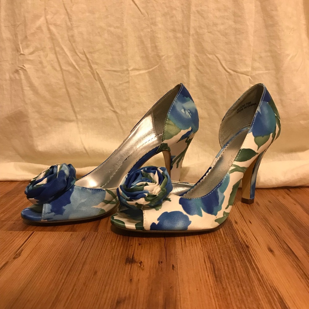 Floral Peep Toe Heels